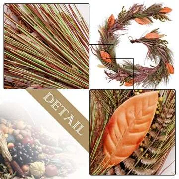 Valery Madelyn 6 Feet Fall Garland with Pine Needle, Berry Clusters, Pumpkin, Leaves, Decorative Garland for Harvest Front Door and Thanksgiving Decorations