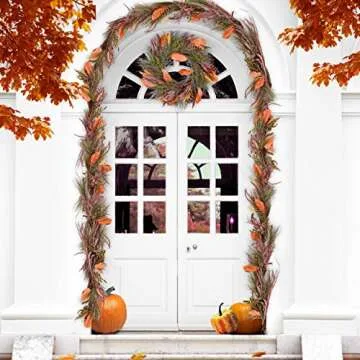 Valery Madelyn 6 Feet Fall Garland with Pine Needle, Berry Clusters, Pumpkin, Leaves, Decorative Garland for Harvest Front Door and Thanksgiving Decorations