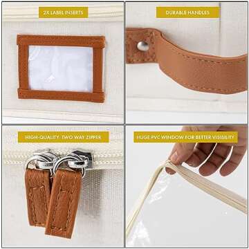 HOMELUX THEORY 2pc Under Bed Storage Containers, Bedroom Under the Bed Drawer Storage Organizer with Bins and Lids, Large Underbed Clothes Storage Box Ideal for Blanket, Fabric, & Shoes (Ivory)