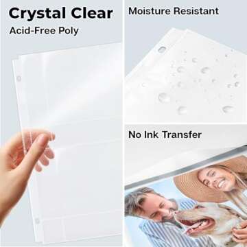 Dunwell 4x6 Photo Sleeves for 3-Ring Binder, (Horizontal, 25 Pack) for 100 Pictures, Each Sheet Holds Four 4 x 6 Pictures or Postcards, Acid-Free Poly Photo Album Refill Pages