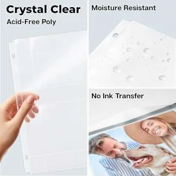 Dunwell 4x6 Photo Sleeves for 3-Ring Binder, (Horizontal, 25 Pack) for 100 Pictures, Each Sheet Holds Four 4 x 6 Pictures or Postcards, Acid-Free Poly Photo Album Refill Pages