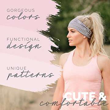 Maven Thread Urban 2Pack, Women's Workout Headbands, 4" Thick Non Slip Sweatbands for Exercise, Gym hairband Athletic Workouts and Yoga