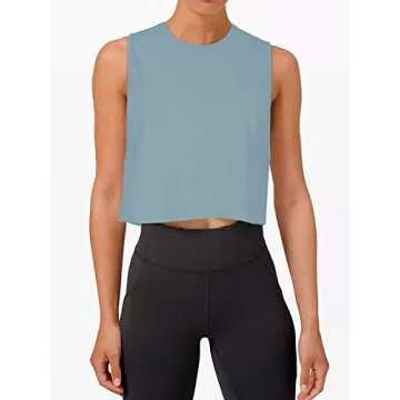 LASLULU Womens Cropped Tank Tops for Stylish Workouts