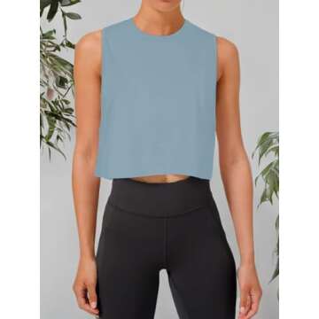 LASLULU Womens Cropped Tank Tops for Stylish Workouts
