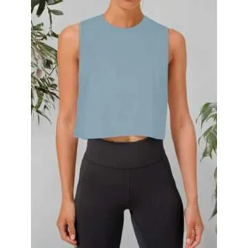 LASLULU Womens Cropped Tank Tops for Stylish Workouts