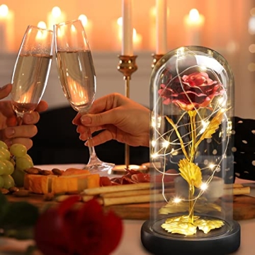 AUGOLA Galaxy Rose in Glass Dome - Unique Eternal Love Gift