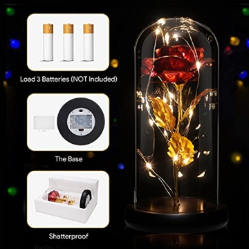 AUGOLA Galaxy Rose in Glass Dome - Unique Eternal Love Gift