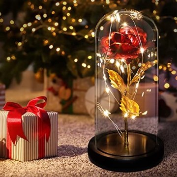 AUGOLA Galaxy Rose in Glass Dome - Unique Eternal Love Gift