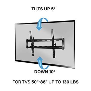 Made for Amazon Universal Tilting TV Wall Mount for 50-86" TVs and Compatible with Amazon Fire TVs