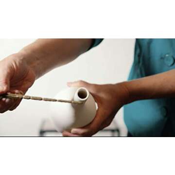 Samawi 14" White Vase White Ceramic Vase for Home Decor White Decor Flower Vase White Decorative Vas...