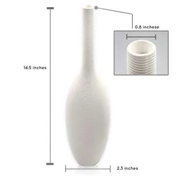 Samawi 14" White Decorative Ceramic Vase for Home Decor