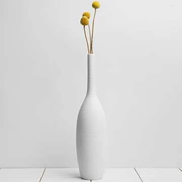 Samawi 14" White Decorative Ceramic Vase for Home Decor