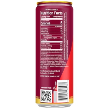 Liquid Death Sparkling Energy - Murder Mystery (Cherry Vanilla and Spice Flavor), Sugar-Free Energy ...