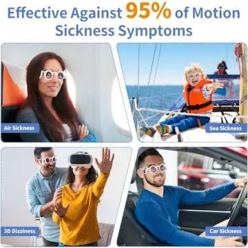Hion Motion Sickness Glasses, Car Sickness Glasses,Relieve Carsickness Airsickness Seasickness Glasses,Anti Nausea Vertigo Glasses, No Lens Liquid Glasses for Adults or Kids(1Count without Bags)
