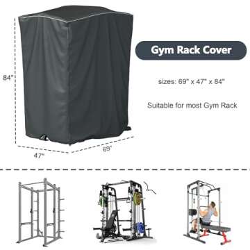 WJYZHM Power Cage Cover,84" Hx47 Lx69 W Deep Squat Rack Home Gym Accessory, Outdoor and Indoor Unive...