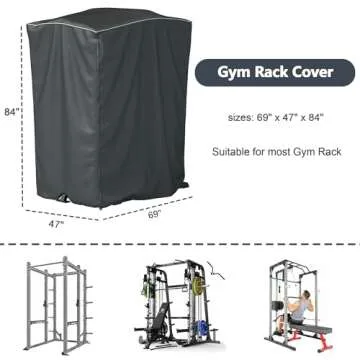 WJYZHM Power Cage Cover,84" Hx47 Lx69 W Deep Squat Rack Home Gym Accessory, Outdoor and Indoor Unive...