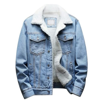Omoone Men's Sherpa Lined Denim Jacket for Winter