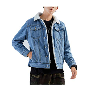 Omoone Men's Sherpa Lined Denim Jacket for Winter
