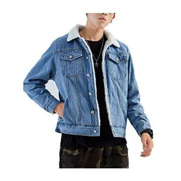 Omoone Men's Sherpa Lined Denim Jacket for Winter