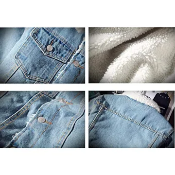 Omoone Men's Sherpa Lined Denim Jacket for Winter