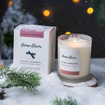 Home + Decor Premium Soy Scented Candles - Organic Non-Toxic Hand-Poured Toasted Vanilla Candle - Natural Long-Lasting Burn