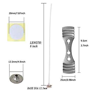 Industrial Revolution 64pcs Eco Candle Wick, Low Smoke 6" Pre-Waxed & 100% Natural Cotton Core,for C...