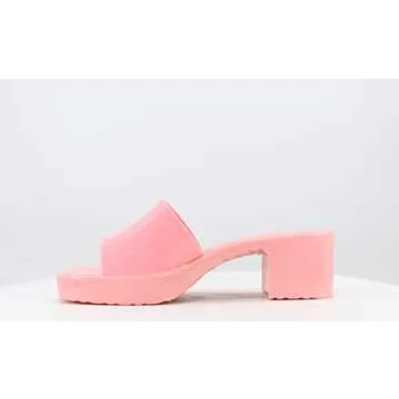 Cape Robbin Jelly Chunky Block Heel Sandals Zanne Pink 8