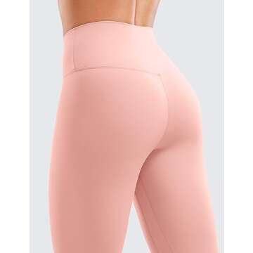 CRZ YOGA Womens Brushed Naked Feeling Workout Leggings 28"- High Waisted Gym Compression Tummy Control Yoga Pants Pink Puff Small