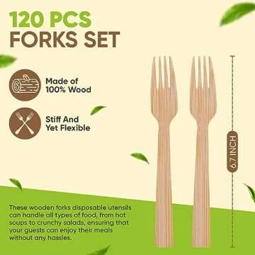 Flauntable Eco-Friendly Bamboo Forks, 120 PCS For All Occasions