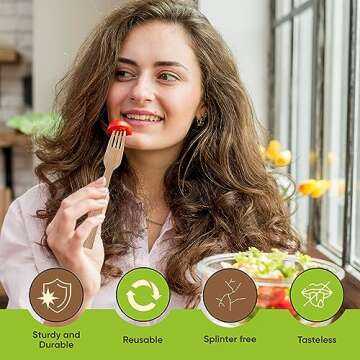 Flauntable Eco-Friendly Bamboo Forks, 120 PCS For All Occasions