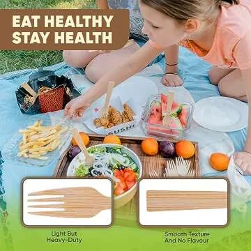 Flauntable Eco-Friendly Bamboo Forks, 120 PCS For All Occasions