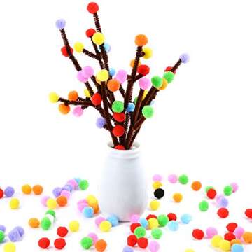 Caydo 2000 Pieces 1 cm Pompoms, Fuzzy Pom Poms Ball for DIY Art Craft Supplies（Assorted Color）