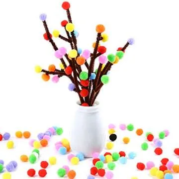 Caydo 2000 Pieces 1 cm Pompoms, Fuzzy Pom Poms Ball for DIY Art Craft Supplies（Assorted Color）