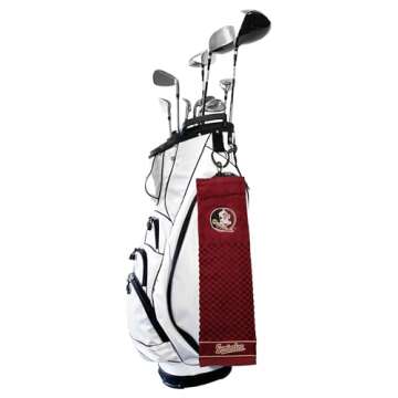 Team Golf Tri-Fold Golf Towel, 100% Cotton, Checkered Scrubber Design, Florida State Seminoles Embro...