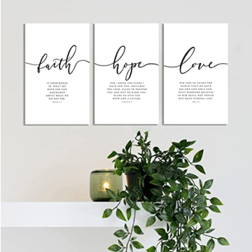 Scripture Quote Hebrews 11 Poster and Prints Faith Hope Love Bible Verse Wall Art Canvas Framed Pain...