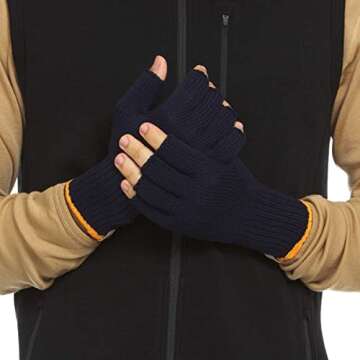 Minus33 Merino Wool Clothing Merino Wool Fingerless Gloves, Navy, Medium