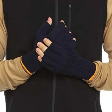 Minus33 Merino Wool Clothing Merino Wool Fingerless Gloves, Navy, Medium