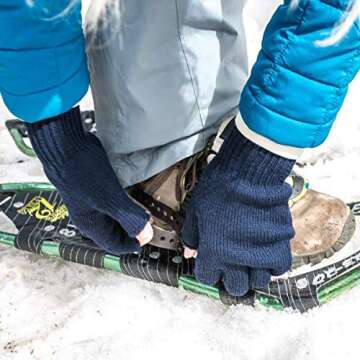 Minus33 Merino Wool Clothing Merino Wool Fingerless Gloves, Navy, Medium