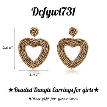 Valentine Earrings for Women Bohemian Beaded Red Heart Dangle Earrings Handmade Statement Earrings Valentines Day Jewelry Gifts