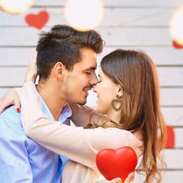 Valentine Earrings for Women Bohemian Beaded Red Heart Dangle Earrings Handmade Statement Earrings Valentines Day Jewelry Gifts