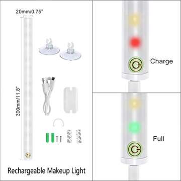 BESTCAN LED Mirror Lights, Portable Vanity Lights | Simulated Daylight | 4 Brightness Level Touch Control | Rechargeable, Cordless Makeup Lights