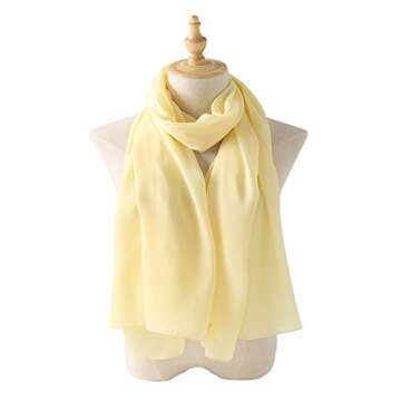 Bellonesc Silk Scarf 100% silk Long Lightweight Sunscreen Shawls for Women (light yellow)