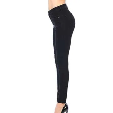 Wax Jean Denim Women's Juniors Push-Up High-Rise Skinny Jean in Fine Cotton Denim - Black - 9