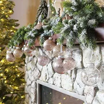 Sea Team Shatterproof Clear Plastic Christmas Ball Ornaments Decorative Xmas Balls Baubles Set with Stuffed Delicate Decorations (60mm/2.36''/30-Pack, Rose Gold)