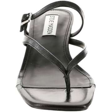Steve Madden Women's Jessa Heeled Sandal, Black Leather, 6