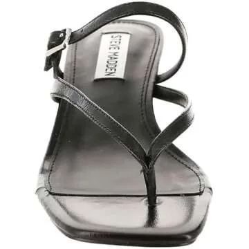 Steve Madden Women's Jessa Heeled Sandal, Black Leather, 6