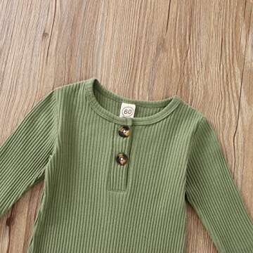 CIYCUIT Newborn Baby Boy Girl Romper Clothes Infant Solid Ribbed Onesie Bodysuit Jumpsuit Outfits