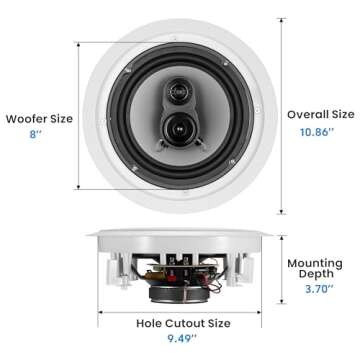 Acoustic Audio CS-IC83 in Ceiling 8" Speaker 3 Pair Pack 3 Way Home Theater 2100 Watt