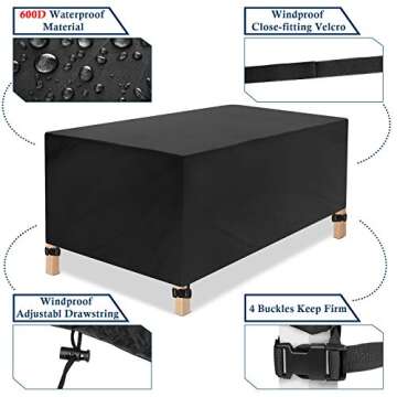 JESTOP Heavy Duty Waterproof Patio Furniture Cover - 96 Inches Rectangular