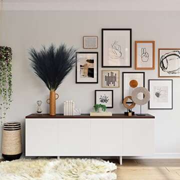 VIERENA Faux Pampas Grass - 8 PCS Black Decor for Home